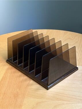 Vintage 7 Slot Smoky Gray Acrylic Plastic Document Holder File Divider by Rogers